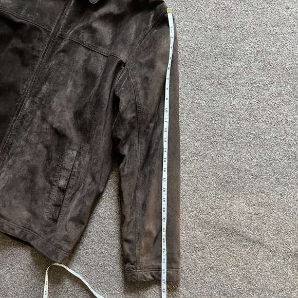 NWT Eddie Bauer Brown Genuine Suede Leather Trucker Harrington Jacket Men L Tall - Picture 14 of 16